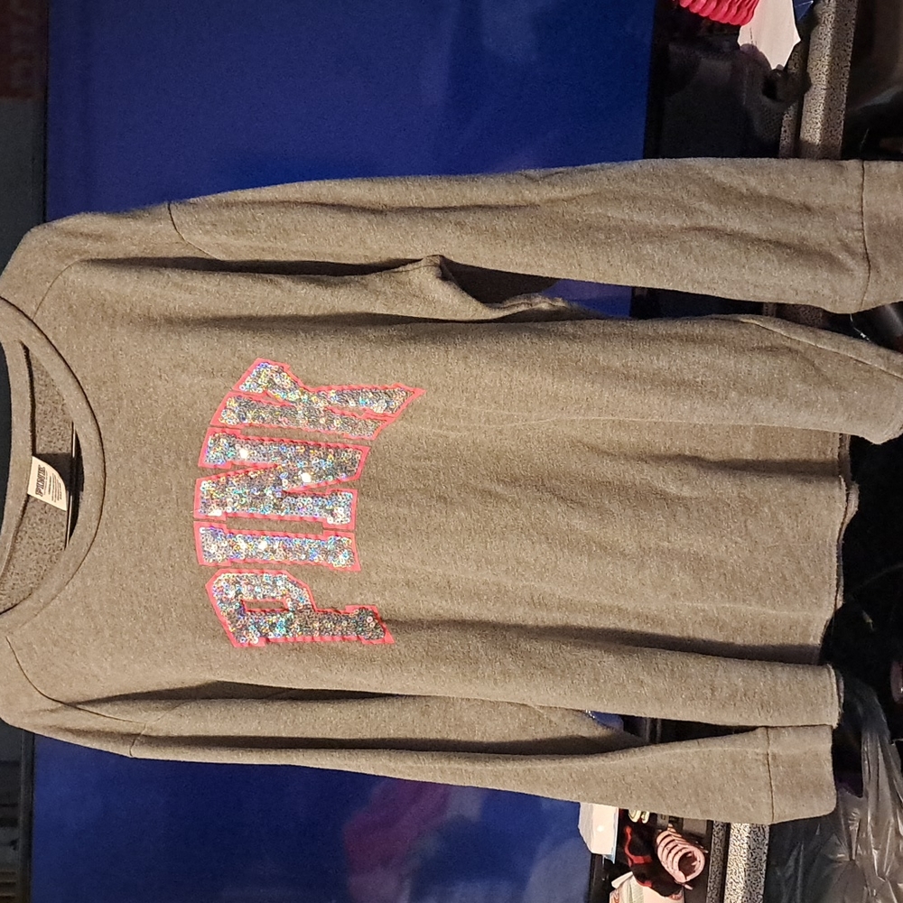 PINK long sleeved Grey shirt